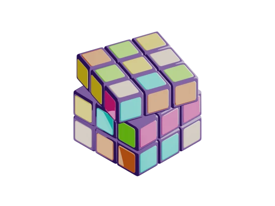 A pastel Rubik's cube on a black background.